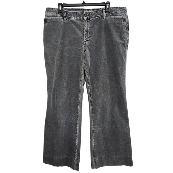 Eddie Bauer Womens Y2K Gray Corduroy Boot Cut Pants Size 16 Winter Fall Cozy - Picture 1 of 8